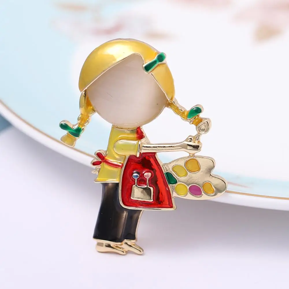 Cute Painter Girl Brooch with Rhinestones New Design Girl Drawing Opal Doll Brooches Office Pins Badges Gifts for the New Year
Cute Painter Girl Brooch with Rhinestones New Design Girl Drawing Opal Doll Brooches Office Pins Badges Gifts for the New Year