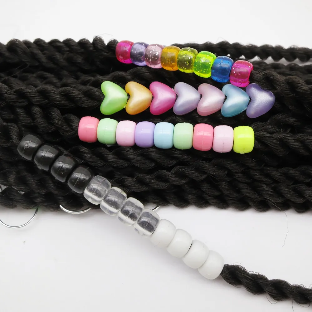 Фото 100Pcs Plastic Crochet Multicoloured Braids hair dread dreadlock beads rings tube for girls boys women Accessories - купить по