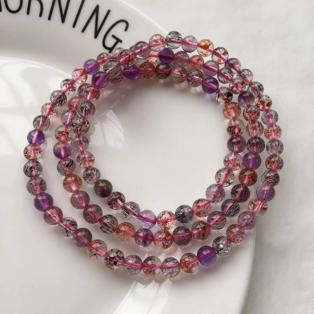 Genuine Natural Super Seven 7 Colorful Lepidocrocite Quartz Bracelet 5.5mm Clear Round Beads 3 Laps For Women Men AAAAAA
Genuine Natural Super Seven 7 Colorful Lepidocrocite Quartz Bracelet 5.5mm Clear Round Beads 3 Laps For Women Men AAAAAA