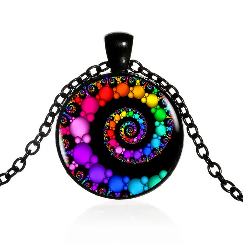 

FIBONACCI Spiral Pendant fractal necklaces pendants flourish swirls glass dome necklace sacred geometry art picture jewelry