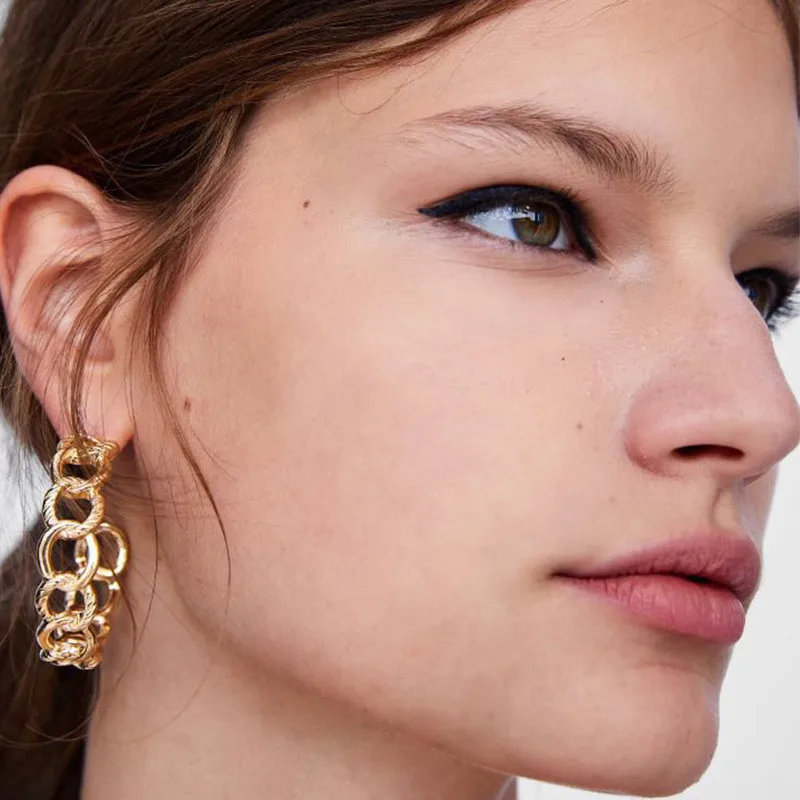 Hollow Multi-layers Link Hopp Earrings for Female Punk Sexy Perty Ear Jewelry Gold Silver Color Metal Material Earrings ET828
Hollow Multi-layers Link Hopp Earrings for Female Punk Sexy Perty Ear Jewelry Gold Silver Color Metal Material Earrings ET828