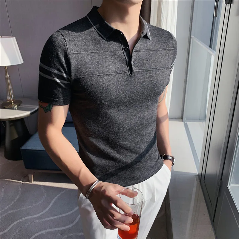 Men Polo Shirt Knitting Short Sleeve Polo Shirt Solid Color Polo Tops Fashion Summer Streetwear Casual Business Men Clothing
Men Polo Shirt Knitting Short Sleeve Polo Shirt Solid Color Polo Tops Fashion Summer Streetwear Casual Business Men Clothing