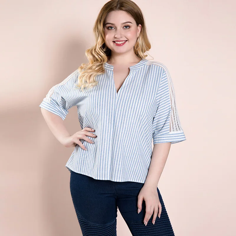 Women Blouses Stripe Autumn 2020 Plus Size Women's Tops Simple and Loose Stitching V-neck
Women Blouses Stripe Autumn 2020 Plus Size Women's Tops Simple and Loose Stitching V-neck