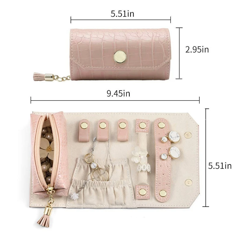 Women Jewelry Organizer Roll Travel Case Necklace Bracelets Earrings Rings Storage Bag
Women Jewelry Organizer Roll Travel Case Necklace Bracelets Earrings Rings Storage Bag