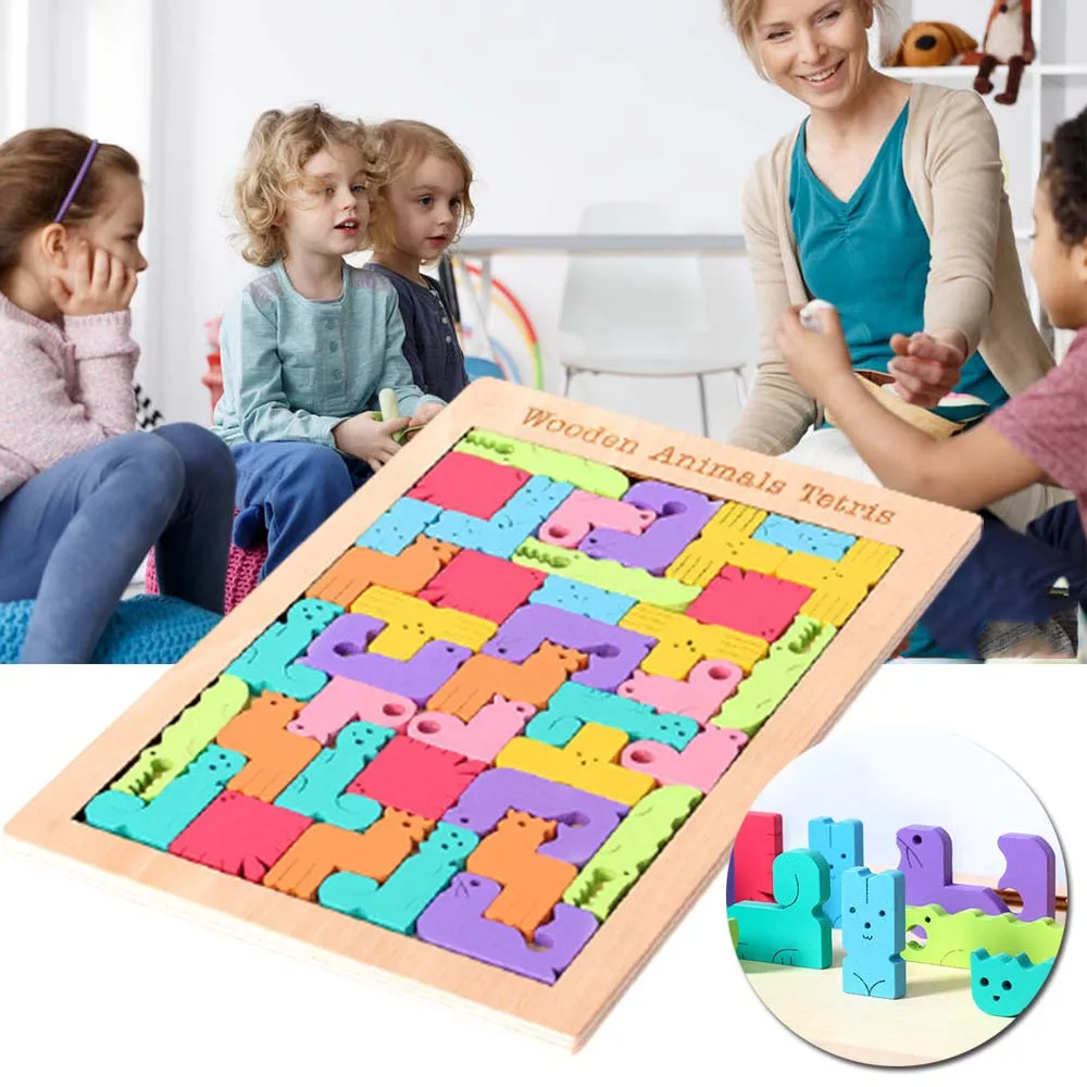 Animal Colorful Tetris Children's Pre-school Magination Intellectual Educational Toys Wooden Building Blocks Game Toy
Animal Colorful Tetris Children's Pre-school Magination Intellectual Educational Toys Wooden Building Blocks Game Toy