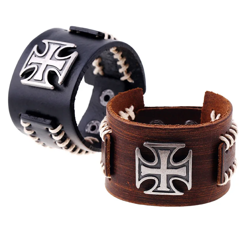 Retro Punk Cowhide Cross Men's Bracelet Black Brown Classic Vintage Trendy Motorcycle Denim Jewelry Leather Bracelets for Men
Retro Punk Cowhide Cross Men's Bracelet Black Brown Classic Vintage Trendy Motorcycle Denim Jewelry Leather Bracelets for Men