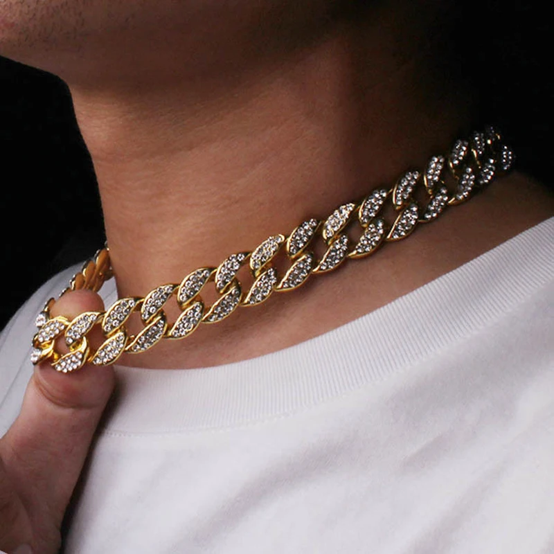 European and American personality hip-hop full diamond Cuban chain necklace men and women temperament retro clavicle chain
European and American personality hip-hop full diamond Cuban chain necklace men and women temperament retro clavicle chain
