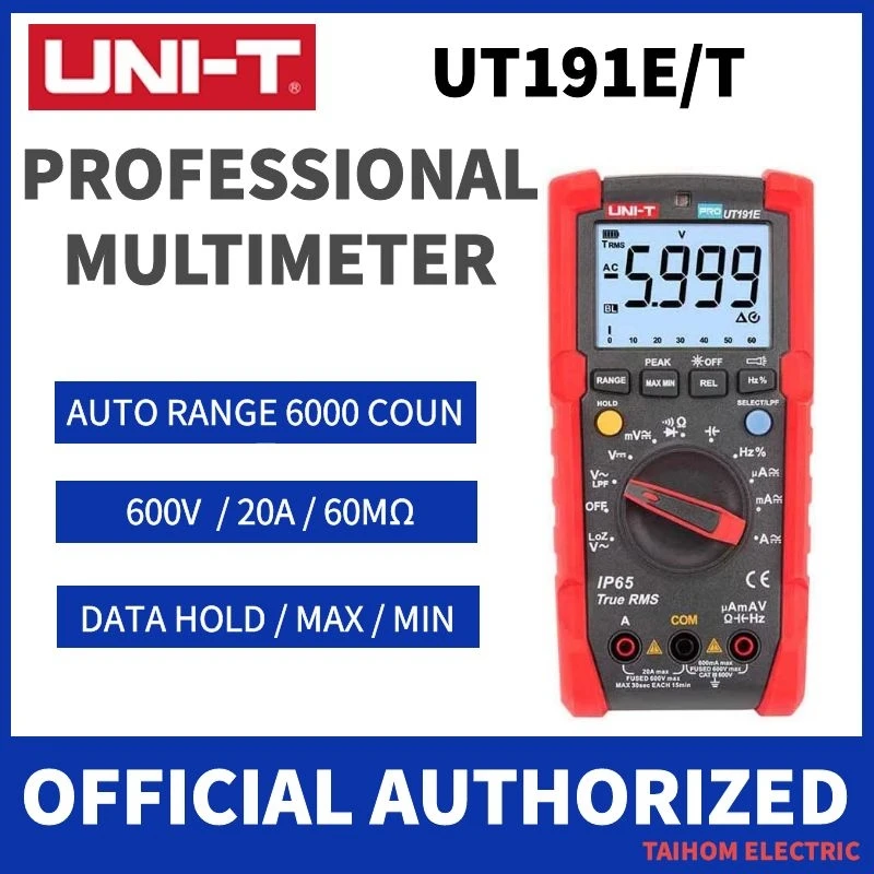

UNI-T Цифровой мультиметр True RMS Автоматический диапазон AC DC тестер напряжения тока емкости частоты сопротивления UT191E UT191T