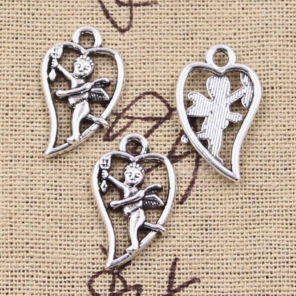 

20pcs Charms Heart Lover Angel Cupid 23x14mm Antique Silver Color Pendants DIY Crafts Making Findings Handmade Tibetan Jewelry