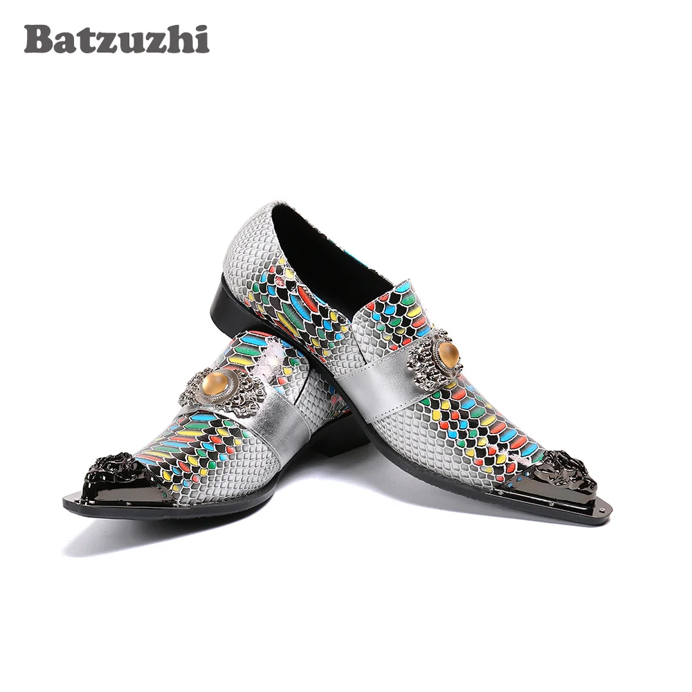 Batzuzhi Formal Men's Leather Shoes Fashion Metal Toe Color Genuine Leather Dress Shoes for Men Party and Wedding, Sizes EU38-46
Batzuzhi Formal Men's Leather Shoes Fashion Metal Toe Color Genuine Leather Dress Shoes for Men Party and Wedding, Sizes EU38-46