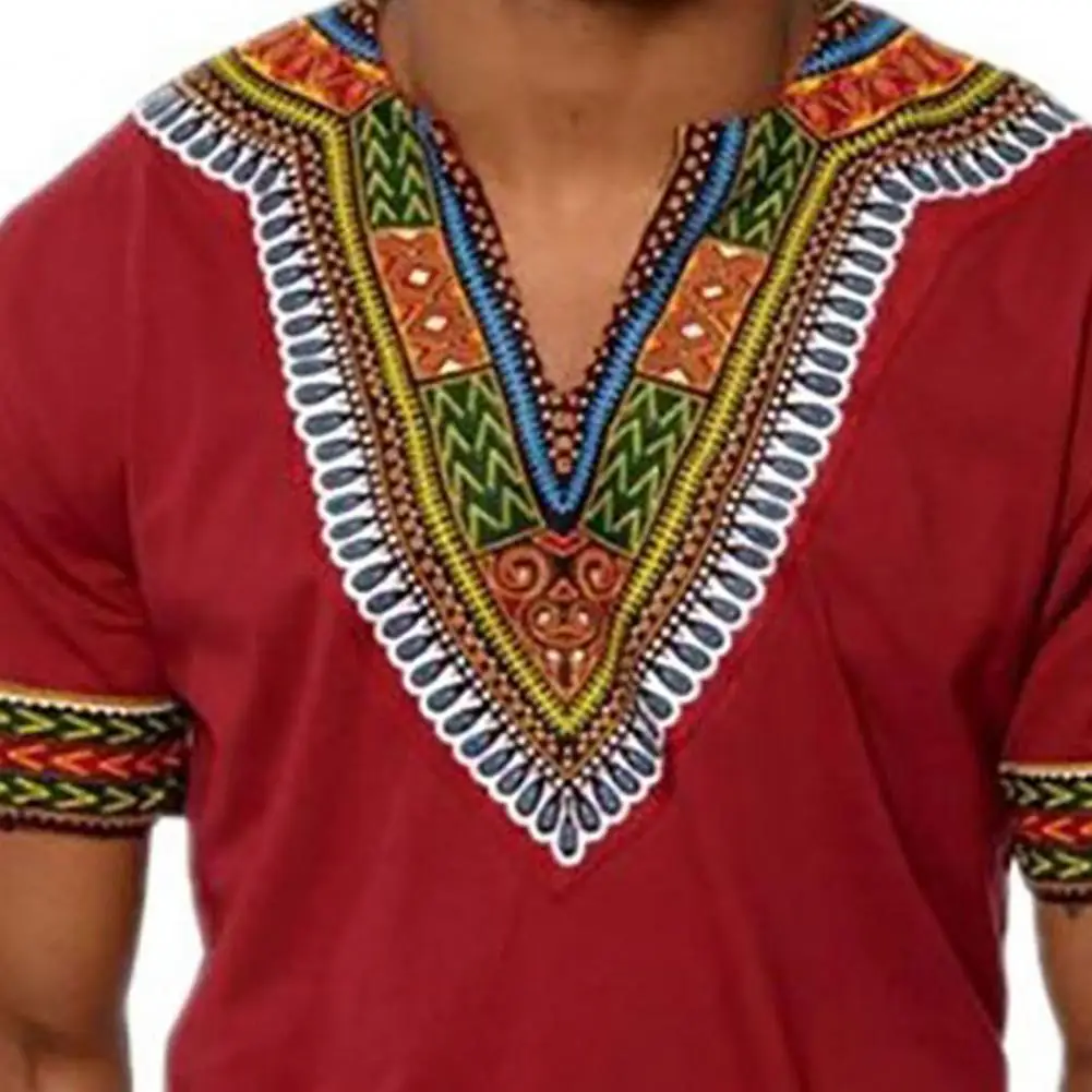 Модная мужская футболка Дашики с V-образным вырезом топы принтом Африканские