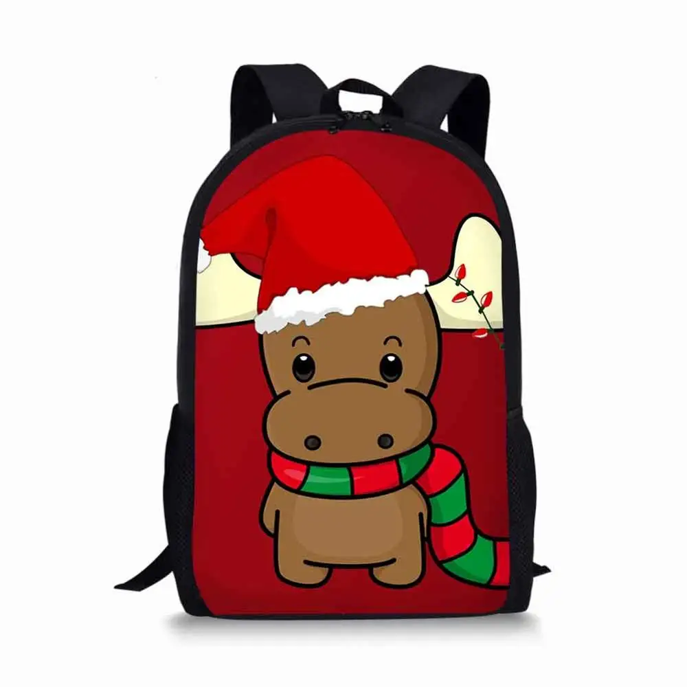 2019 New Christmas Deer Schoolbags Women Men's Travel Bag Art Backpack Polyester Boys Girls Book Gift Custom Mochila Escolar | Багаж и