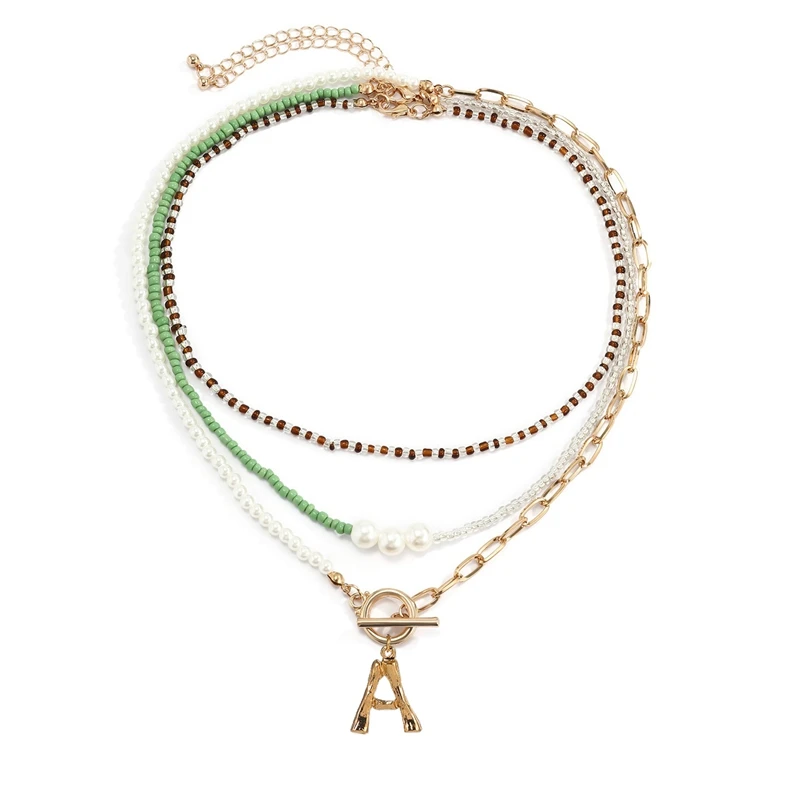TAUAM Bohemian Colorful Bead Pearl Initial Letter Necklace for Women Summer Collar Clavicle Choker Necklace Female Jewelry
TAUAM Bohemian Colorful Bead Pearl Initial Letter Necklace for Women Summer Collar Clavicle Choker Necklace Female Jewelry