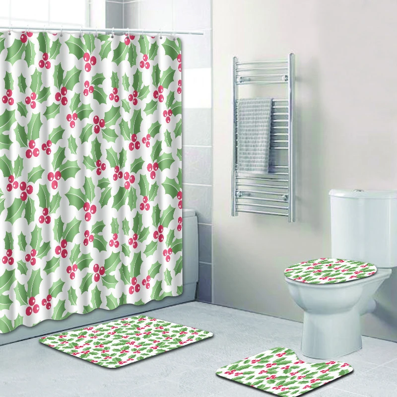 Zeegle Shower Curtain for Bathroom Christmas Bath Mat Set with Curtain Hooks Toilet Pedestal Rug Foot Mat 4pcs Bathroom Mat Set
Zeegle Shower Curtain for Bathroom Christmas Bath Mat Set with Curtain Hooks Toilet Pedestal Rug Foot Mat 4pcs Bathroom Mat Set