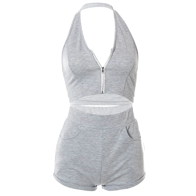 Sylcue Summe gray deep V neck Halter halter tops shorts beach casual wear 2two suit stretch Slim Soft Beach leisure vacation
Sylcue Summe gray deep V neck Halter halter tops shorts beach casual wear 2two suit stretch Slim Soft Beach leisure vacation