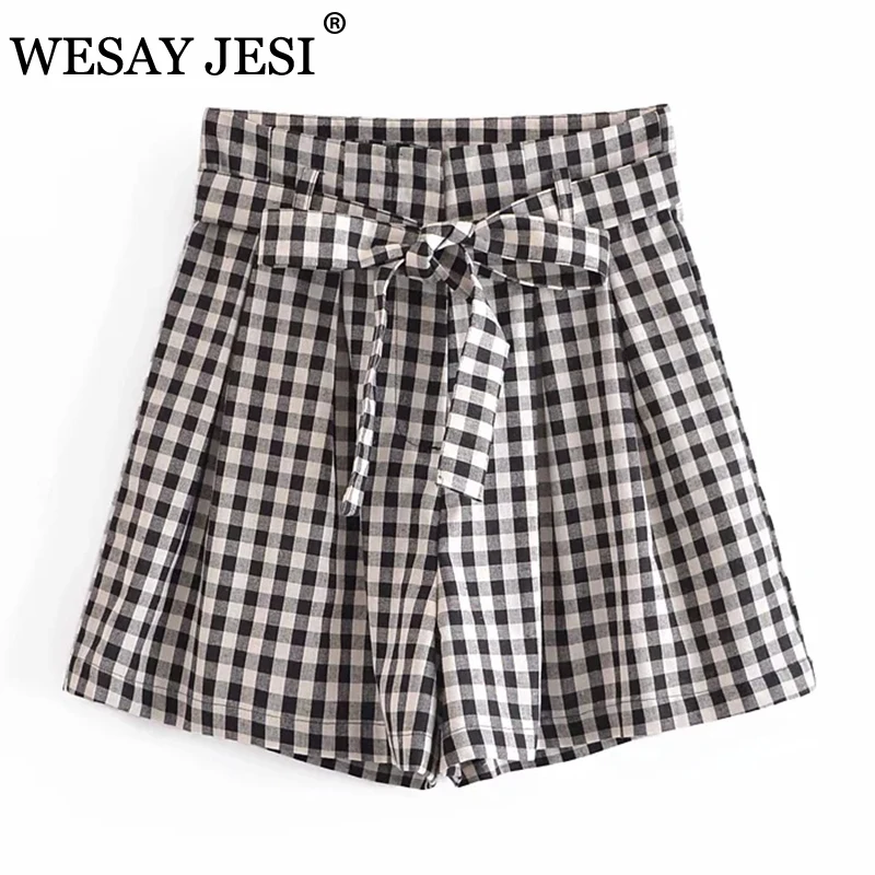 WESAY JESI Fashion Summer Women's Shorts Casual Bow Tie Plaid High Waist Shorts Loose Shorts Straight Basic Daily Woman Clothes
WESAY JESI Fashion Summer Women's Shorts Casual Bow Tie Plaid High Waist Shorts Loose Shorts Straight Basic Daily Woman Clothes
