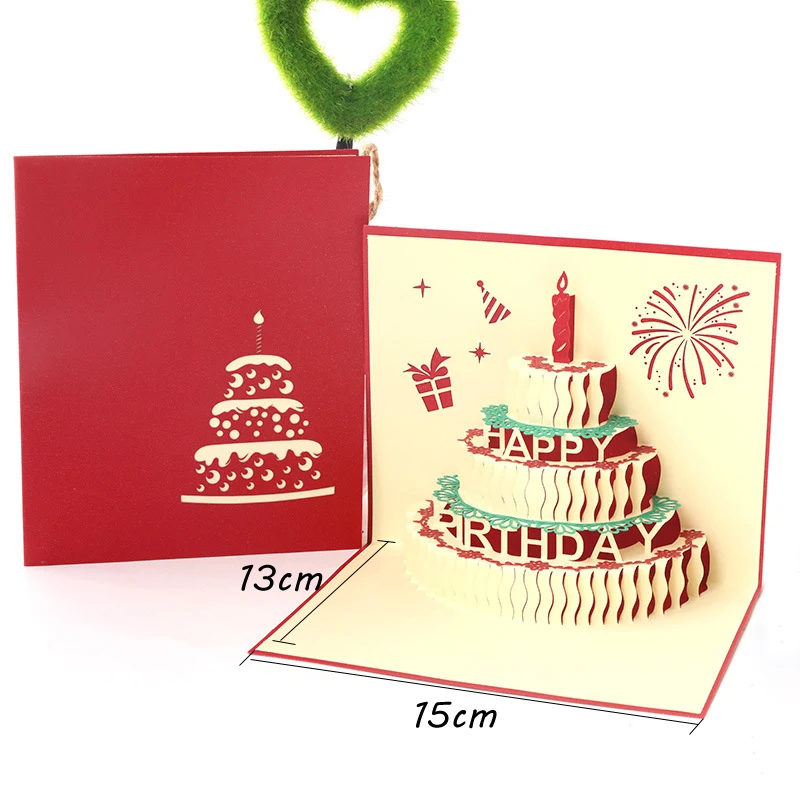 

День рождения Юбилей торт открытки приветствие подарок письмо открытка вечерние стерео конверт 3D креативный всплывающий бумажная открытк...