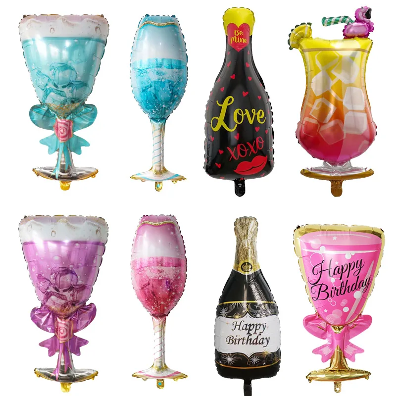 

Whisky Bottle Champagne Cup Balloons Happy Birthday Party Decorations Kids Adult King Wedding Party Balloon Supplies