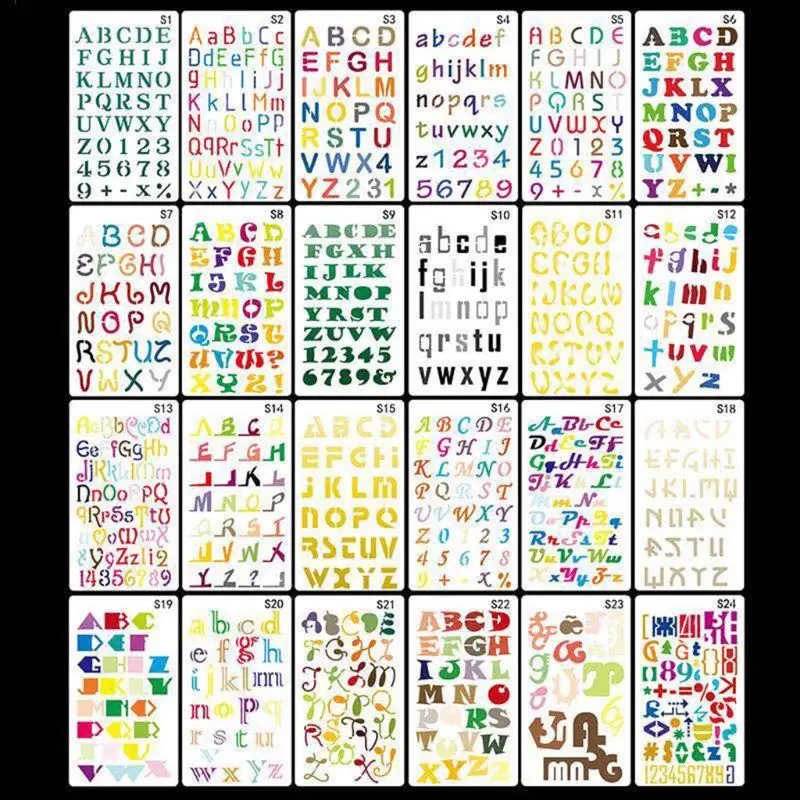 24pcs/set Alphabet Letters Drawing Template Stencil Painting Embossing Scrapbooking DIY Album Decorative Art Craft
24pcs/set Alphabet Letters Drawing Template Stencil Painting Embossing Scrapbooking DIY Album Decorative Art Craft