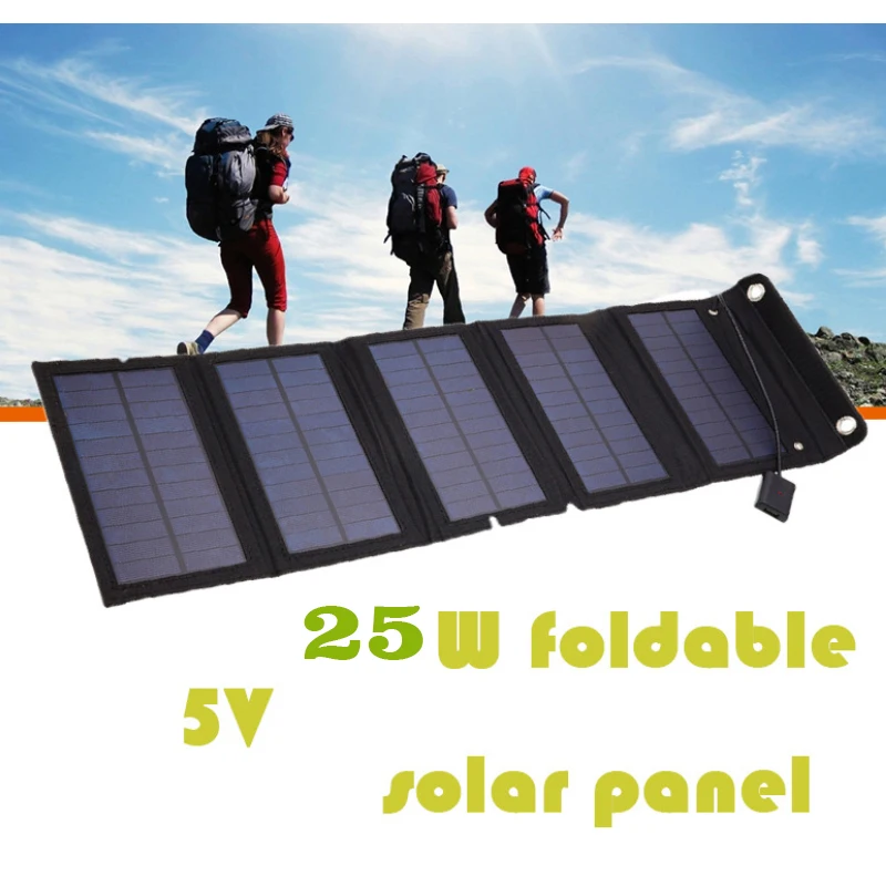 25W Solar Panels Portable Folding Waterproof Dual 5V/1A USB Panel Cell Charger for Phone Battery with 10-in-1 cable | Электроника