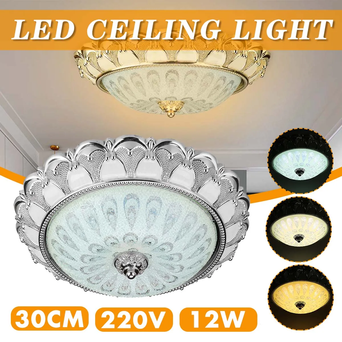 30cm European Modern Glass LED Ceiling Light 220V Gold/Silver Ceiling Lamp For Aisle Porch Apartment Bedroom Study Home Decor
30cm European Modern Glass LED Ceiling Light 220V Gold/Silver Ceiling Lamp For Aisle Porch Apartment Bedroom Study Home Decor