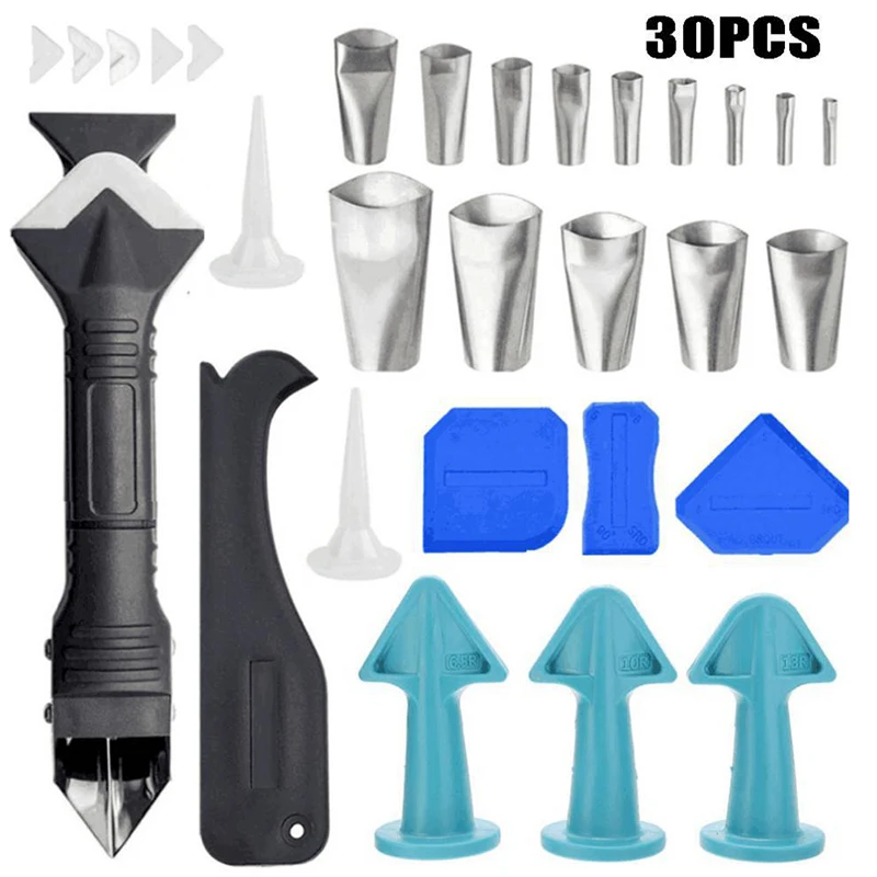 30Pcs Silicone Caulking Tool Kit 3in1 Caulking Tools 14pcs Caulking Finisher Nozzle Plastic Scraper Set for Floor Corner DTT88
30Pcs Silicone Caulking Tool Kit 3in1 Caulking Tools 14pcs Caulking Finisher Nozzle Plastic Scraper Set for Floor Corner DTT88