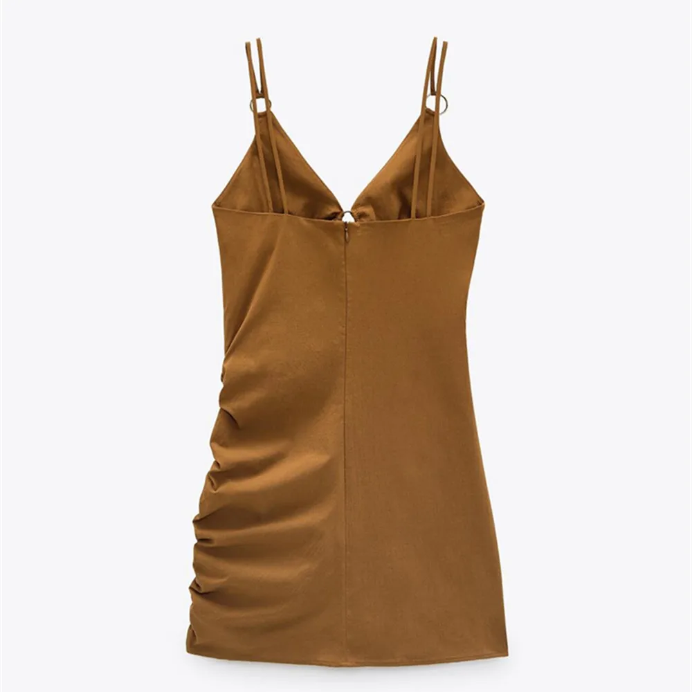 Elegant Satin Dress Spaghetti Strap Asymmetrical Side Ruched Silk Slip Mini Dress
Elegant Satin Dress Spaghetti Strap Asymmetrical Side Ruched Silk Slip Mini Dress