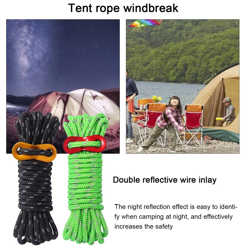 4mm*4m Reflective Tent With Aluminum Alloy Buckle Adjuster Buckle Wind Rope Outdoor Camping Sun Shelter Awning Tent Accessories
4mm*4m Reflective Tent With Aluminum Alloy Buckle Adjuster Buckle Wind Rope Outdoor Camping Sun Shelter Awning Tent Accessories