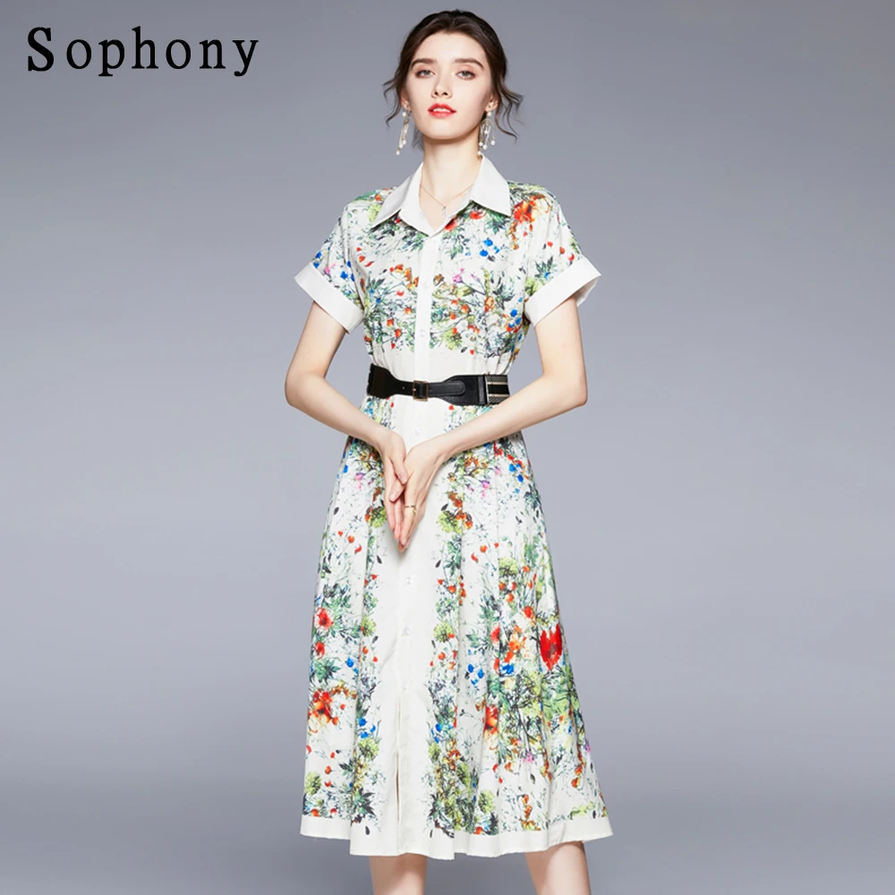 Fashion Single Breasted Midi Long Party Dresses Vestidos Plus Size Women Casual Vintage Floral Print Summer Shirt Dress
Fashion Single Breasted Midi Long Party Dresses Vestidos Plus Size Women Casual Vintage Floral Print Summer Shirt Dress