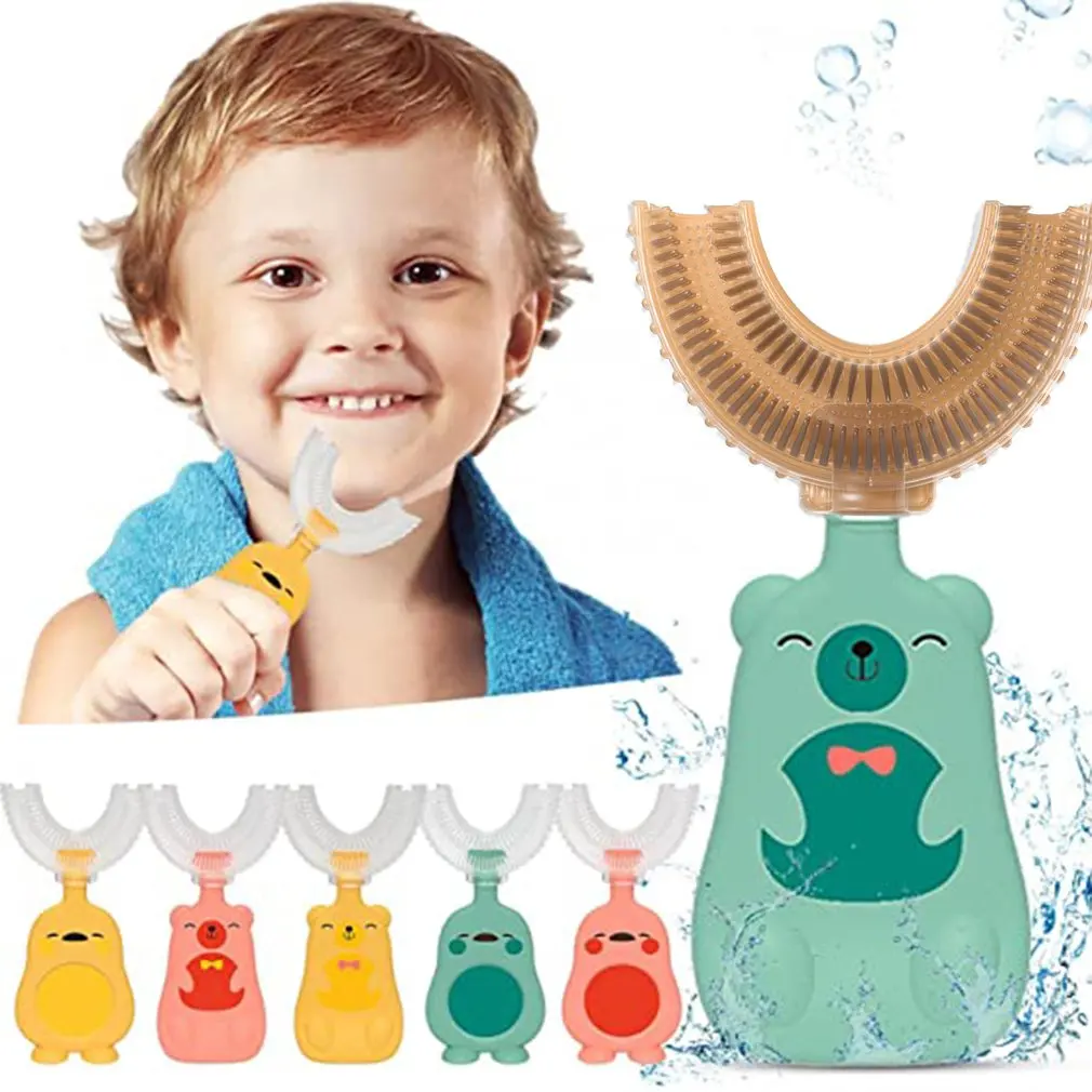 Infant U Shaped Toothbrush 360 Soft Silicone Brush Heads Designed For Kids Aged 2-12 Cute Teeth Whitening Massage Tool
Infant U Shaped Toothbrush 360 Soft Silicone Brush Heads Designed For Kids Aged 2-12 Cute Teeth Whitening Massage Tool