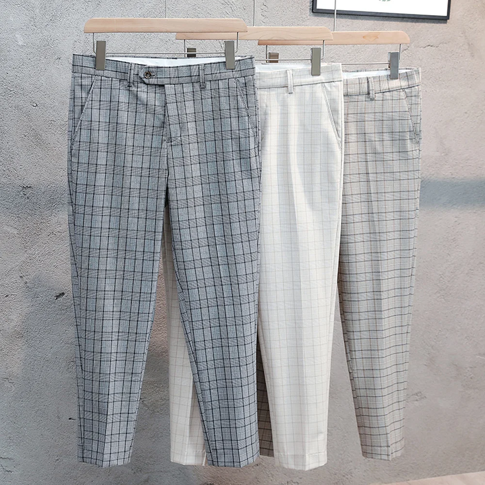 Classic Plaid Men's Casual Pants 2021 Summmer Business Dress Pants Office Social Streetwear Ankle Length Slim Fit Men Clothing
Classic Plaid Men's Casual Pants 2021 Summmer Business Dress Pants Office Social Streetwear Ankle Length Slim Fit Men Clothing
