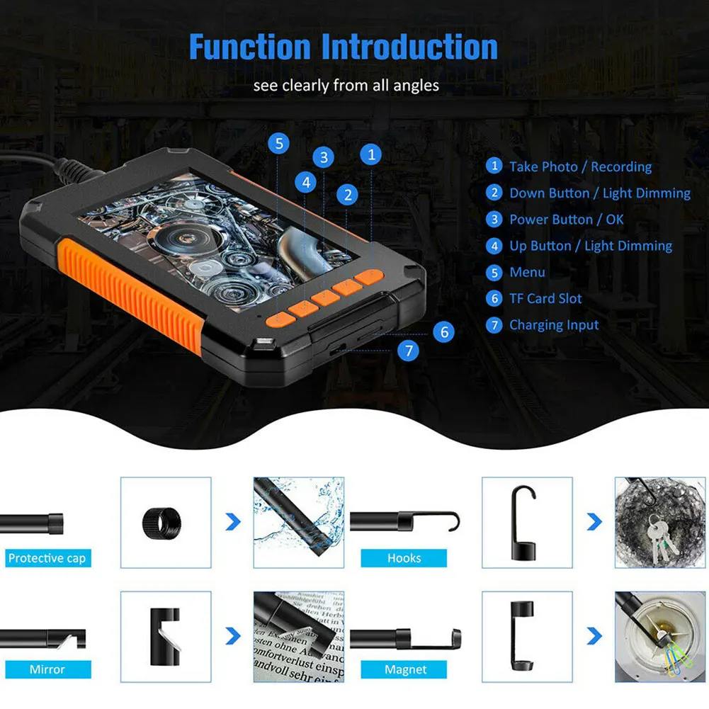 1080P HD Industrial Endoscope Camera Waterproof IP68 Snake Camera With Adjustable LED 8 LED Light 2600mAh Battery 2/5M Cable
1080P HD Industrial Endoscope Camera Waterproof IP68 Snake Camera With Adjustable LED 8 LED Light 2600mAh Battery 2/5M Cable
