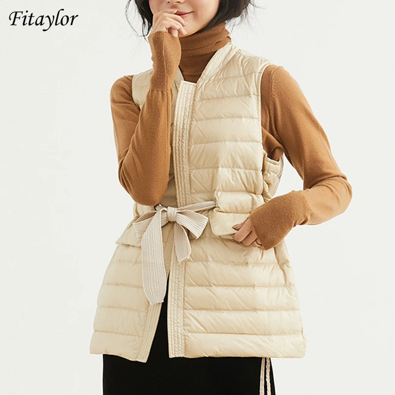 Light Feather Vest Jacket Women Warm White Duck Down Sleeveless Coat Adjustable Waist Slim Underwaist Outwear
Light Feather Vest Jacket Women Warm White Duck Down Sleeveless Coat Adjustable Waist Slim Underwaist Outwear