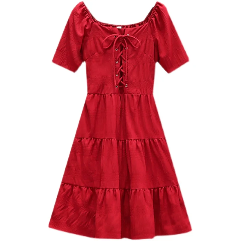 4XL Plus Size Women Vintage Party Dress Summer 2021 Square Collar Puff Sleeve Cross Lace Up High Waist Folds Ruffle Dresses
4XL Plus Size Women Vintage Party Dress Summer 2021 Square Collar Puff Sleeve Cross Lace Up High Waist Folds Ruffle Dresses