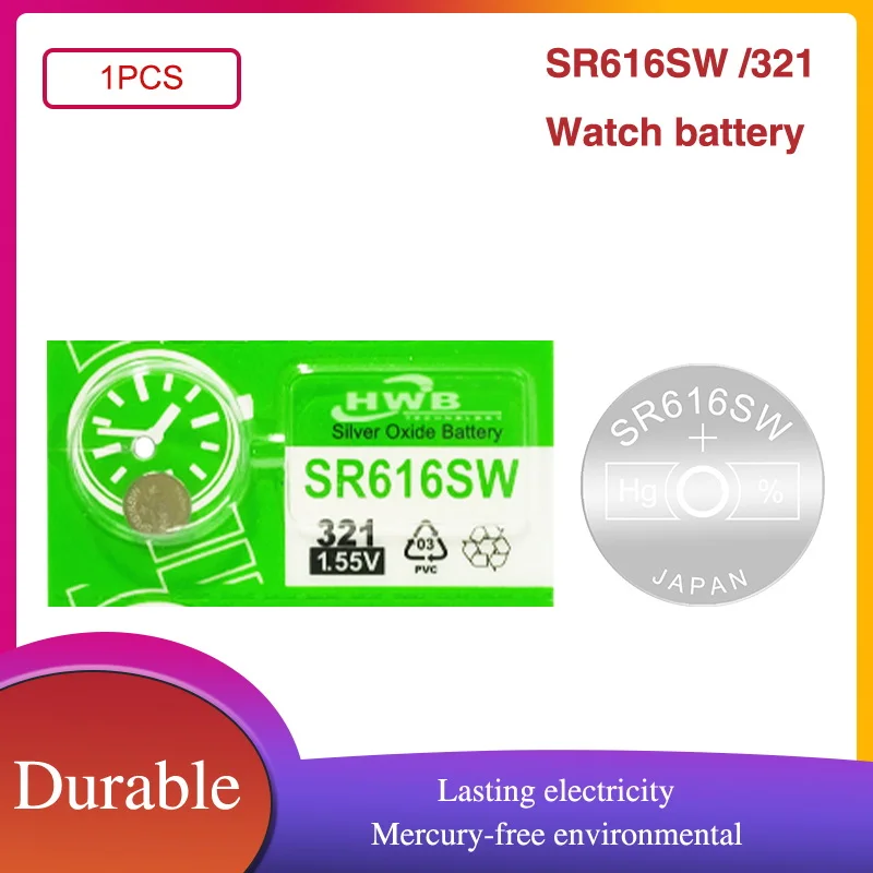 321 100% Оригинальная батарея из оксида серебра для часов долговечная SR616SW V321 GP321