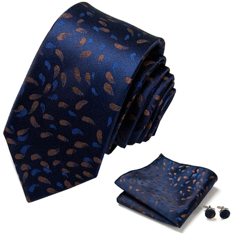 

Italian Designer Fashion Men's Tie Set Luxury Paisley Silk Tie Handkerchief Cufflinks Set Wedding Party Necktie