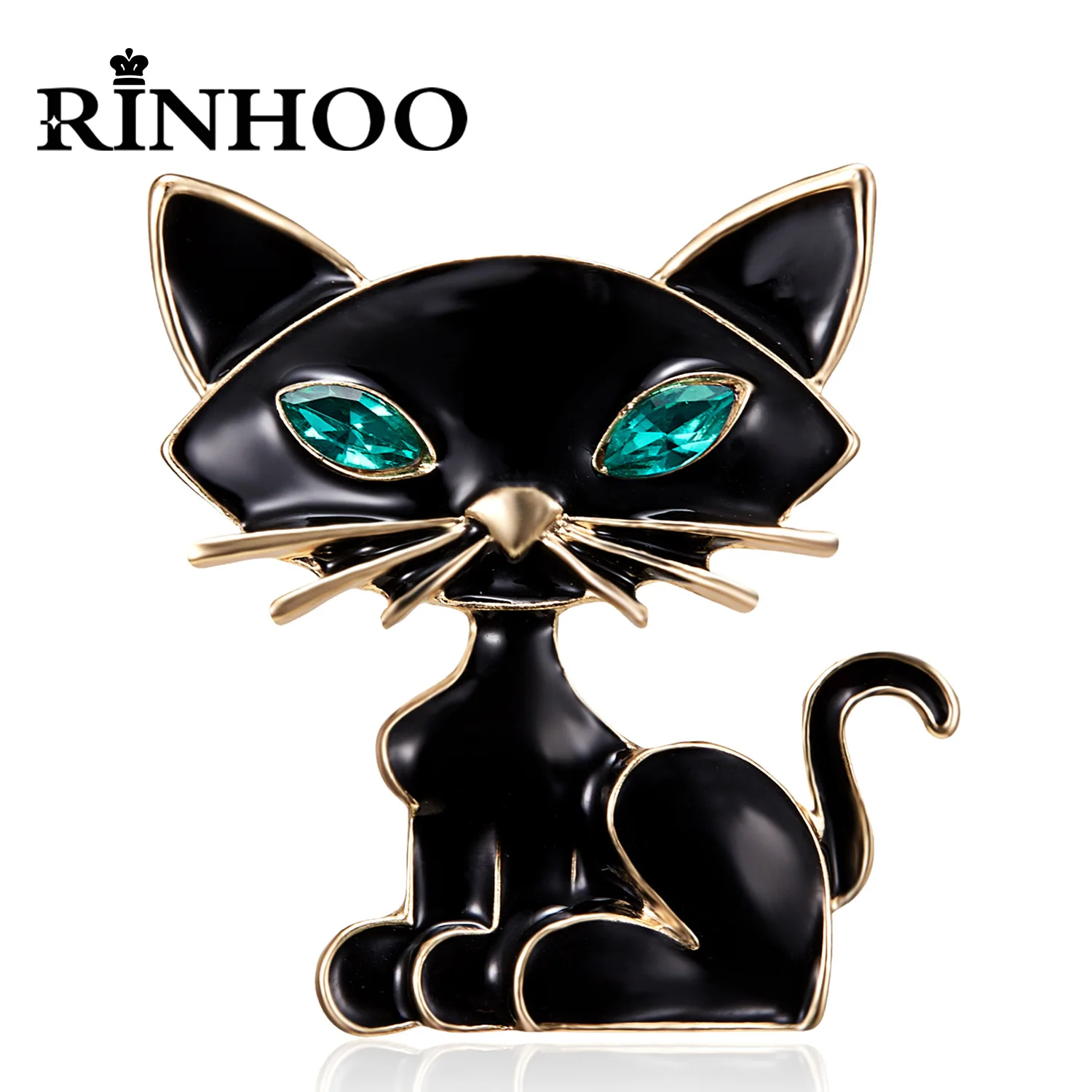 Броши-кошки Rinhoo с мультяшными животными забавные винтажные стразы кошка рубашка
