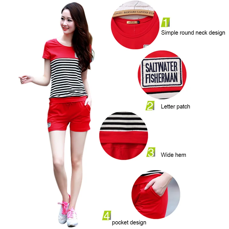 Summer Womens Casual Two PCS Outfits Striped Short Sleeve T Shirt Top Shorts Matching Set with Drawstring Waist Tracksuit Female
Summer Womens Casual Two PCS Outfits Striped Short Sleeve T Shirt Top Shorts Matching Set with Drawstring Waist Tracksuit Female