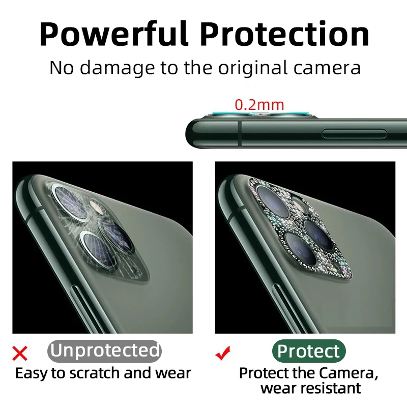 2Pcs Bling Diamond Camera Lens Protector for IPhone 11 12 Pro Max Case Rhinestone Glitter Metal Full Screen Protective Film
2Pcs Bling Diamond Camera Lens Protector for IPhone 11 12 Pro Max Case Rhinestone Glitter Metal Full Screen Protective Film