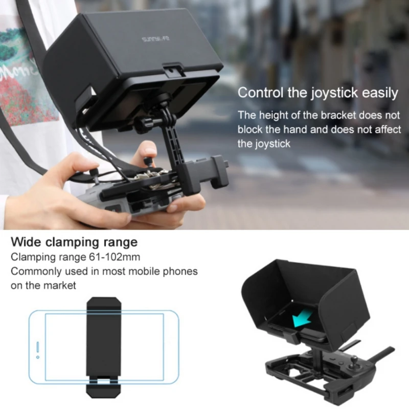 Remote Controller Mobile Phone Holder with Sun Hood Full Screen Smartphone Holder for DJI AIR 2S / Mini 2
Remote Controller Mobile Phone Holder with Sun Hood Full Screen Smartphone Holder for DJI AIR 2S / Mini 2