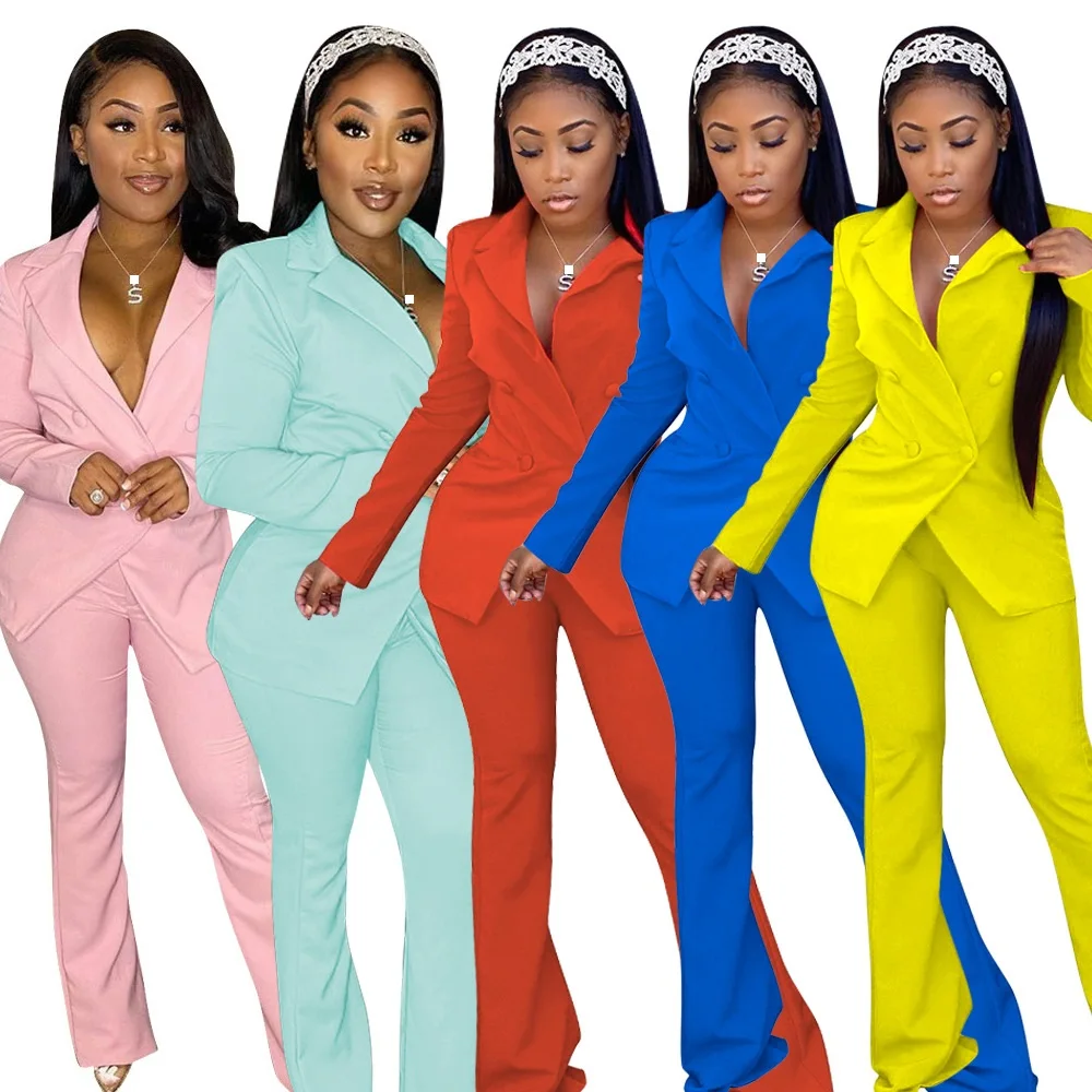 two piece set women suit 2piece set long sleeve suit pants office sexy fall clothes for women 2020 female set 
two piece set women suit 2piece set long sleeve suit pants office sexy fall clothes for women 2020 female set