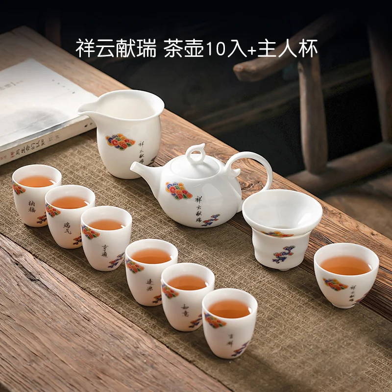 

Поднос чайный набор белые керамические эстетические Подвески китайская чайная чашка подарочный набор чайная чашка фарфоровый чайник и чаш...