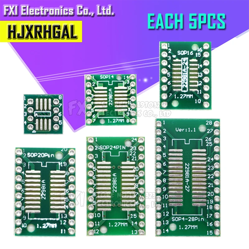 30 шт. набором плат PCB SOP24 SOP8 SOP14 SOP16 SOP20 SOP28 SMD обратиться к DIP адаптер конвертер