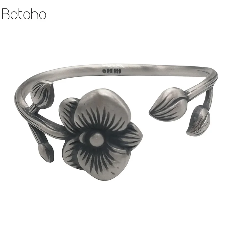 New S990 Silver colour Flower Bangle Simple 100% 990 Sterling Silver colour Adjustable Size 58mm Bangles for Women Jewelry gift
New S990 Silver colour Flower Bangle Simple 100% 990 Sterling Silver colour Adjustable Size 58mm Bangles for Women Jewelry gift
