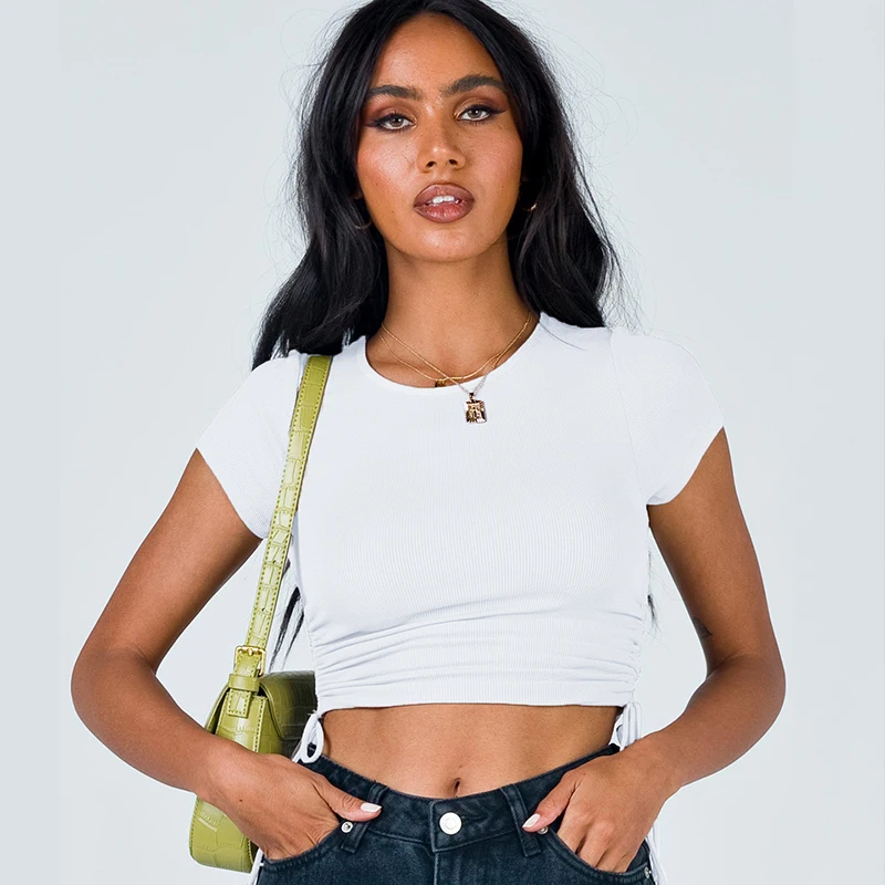 New Summer Fashion Women Crop Tops Sexy Navel Short Drawstring Lace up O-Neck Short Sleeve T-shirt Y2K aesthetic E Girl Tshirt
New Summer Fashion Women Crop Tops Sexy Navel Short Drawstring Lace up O-Neck Short Sleeve T-shirt Y2K aesthetic E Girl Tshirt