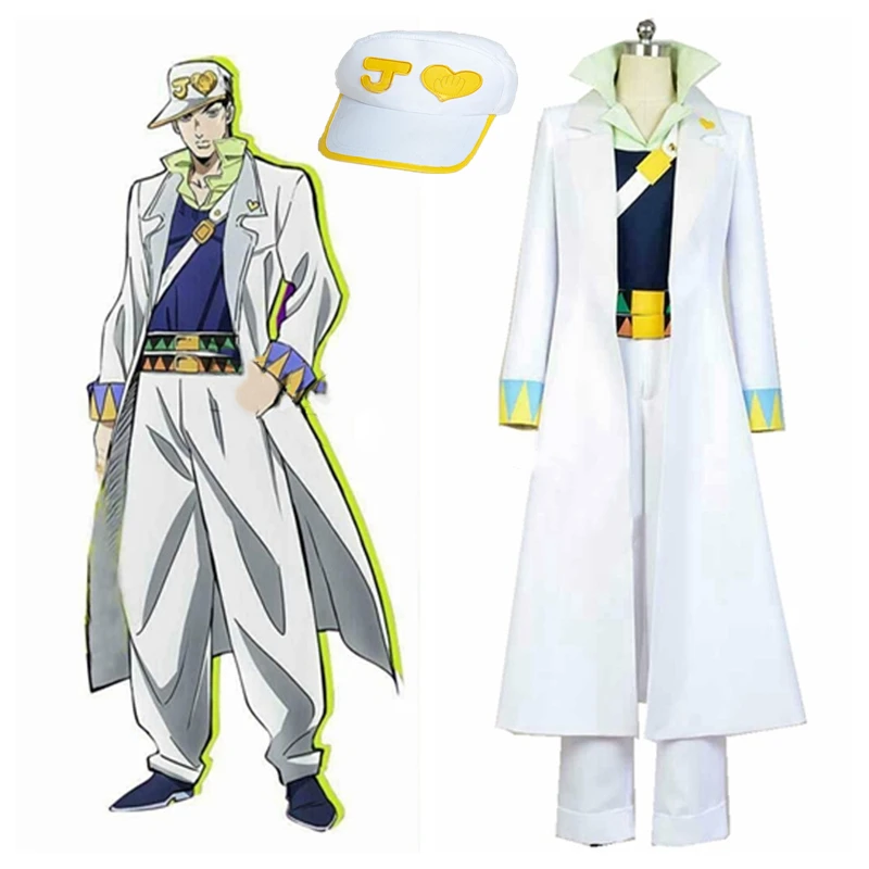 Anime jojo bizarre adventure Kujo Jotaro Cosplay 1 Set Costume Diamond Is Unbreakable White Clothes Top Cap Pants Party Props
Anime jojo bizarre adventure Kujo Jotaro Cosplay 1 Set Costume Diamond Is Unbreakable White Clothes Top Cap Pants Party Props