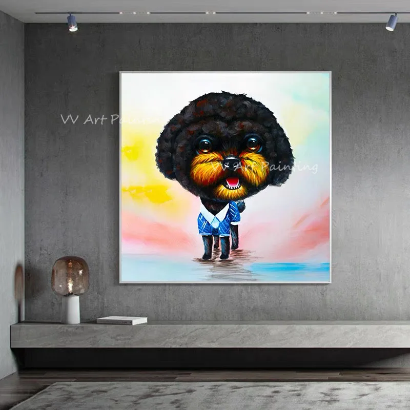100% Handmade cute dog black hair with colorful canvas beautiful oil painting Wall Art on Canvas Abstract Pictures Kid's Room
100% Handmade cute dog black hair with colorful canvas beautiful oil painting Wall Art on Canvas Abstract Pictures Kid's Room