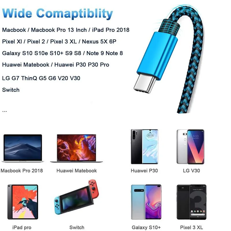 60W USB Type C To USB Type C Cable USB-C Fast Charger Wire CordFor Samsung S20 Note10 Macbook pro 13" Macbook Air HUAWEI P20
60W USB Type C To USB Type C Cable USB-C Fast Charger Wire CordFor Samsung S20 Note10 Macbook pro 13" Macbook Air HUAWEI P20