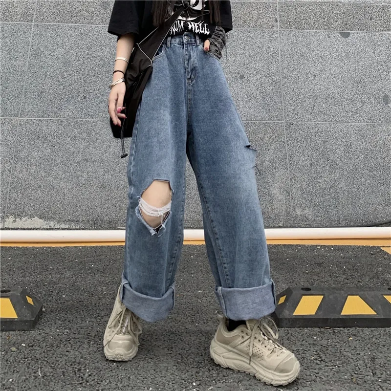 SHENGPALAE 2021 New Summer Casual Jeans Woman Long Trousers Cowboy Female Loose Streetwear Ripped Denim Straight Pants ZA4413
SHENGPALAE 2021 New Summer Casual Jeans Woman Long Trousers Cowboy Female Loose Streetwear Ripped Denim Straight Pants ZA4413