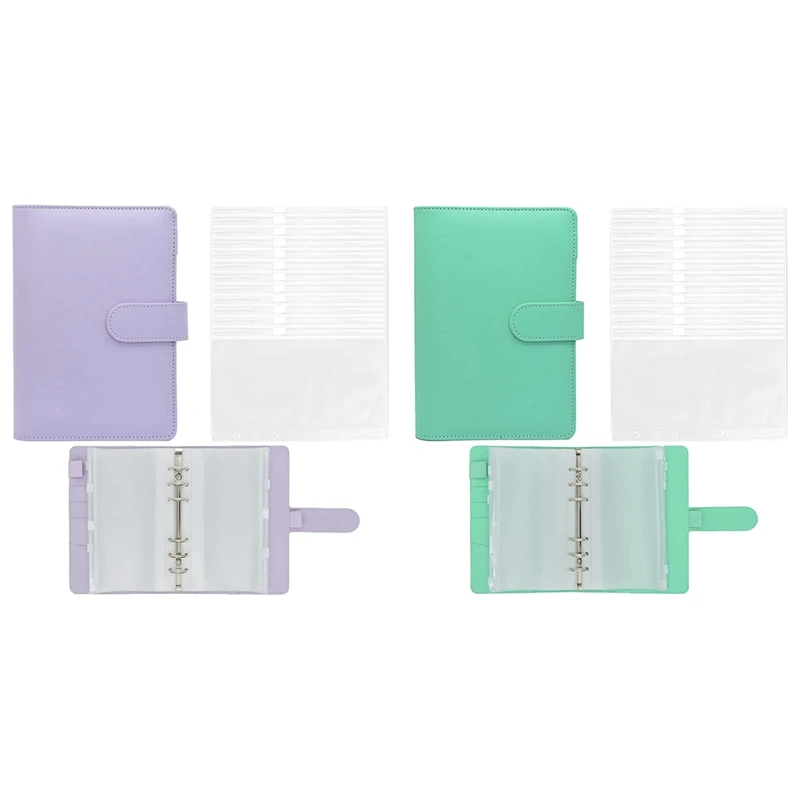 2 Set A6 Binder Pockets,Can Be Filled with 6 Round Binder Sets, for Personal Planning Notepads, Purple & Green
2 Set A6 Binder Pockets,Can Be Filled with 6 Round Binder Sets, for Personal Planning Notepads, Purple & Green